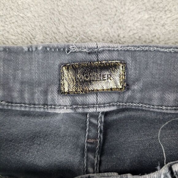 Mother Jeans Women's 30 Faded Black Denim Fray The Weekender Flare Legs Y2K 90s - Picture 13 of 16